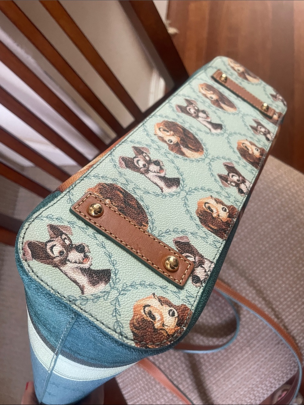 Disney Dooney & Bourke Teal and Brown Lady & The Tramp Tote - Picture 4 of 6